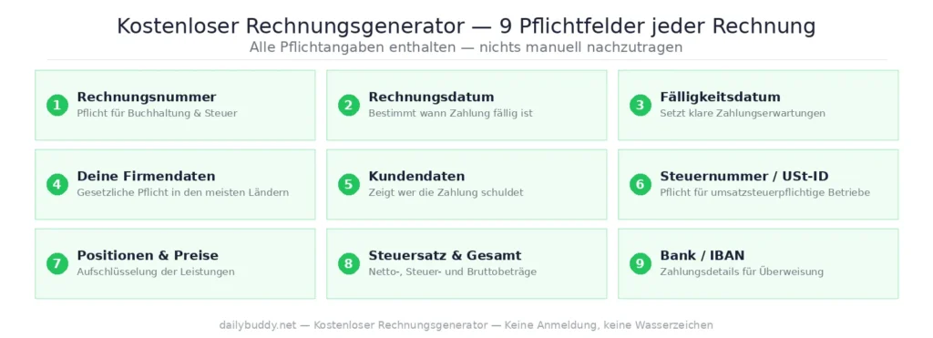 free invoice generator — 9 mandatory invoice fields by DailyBuddy