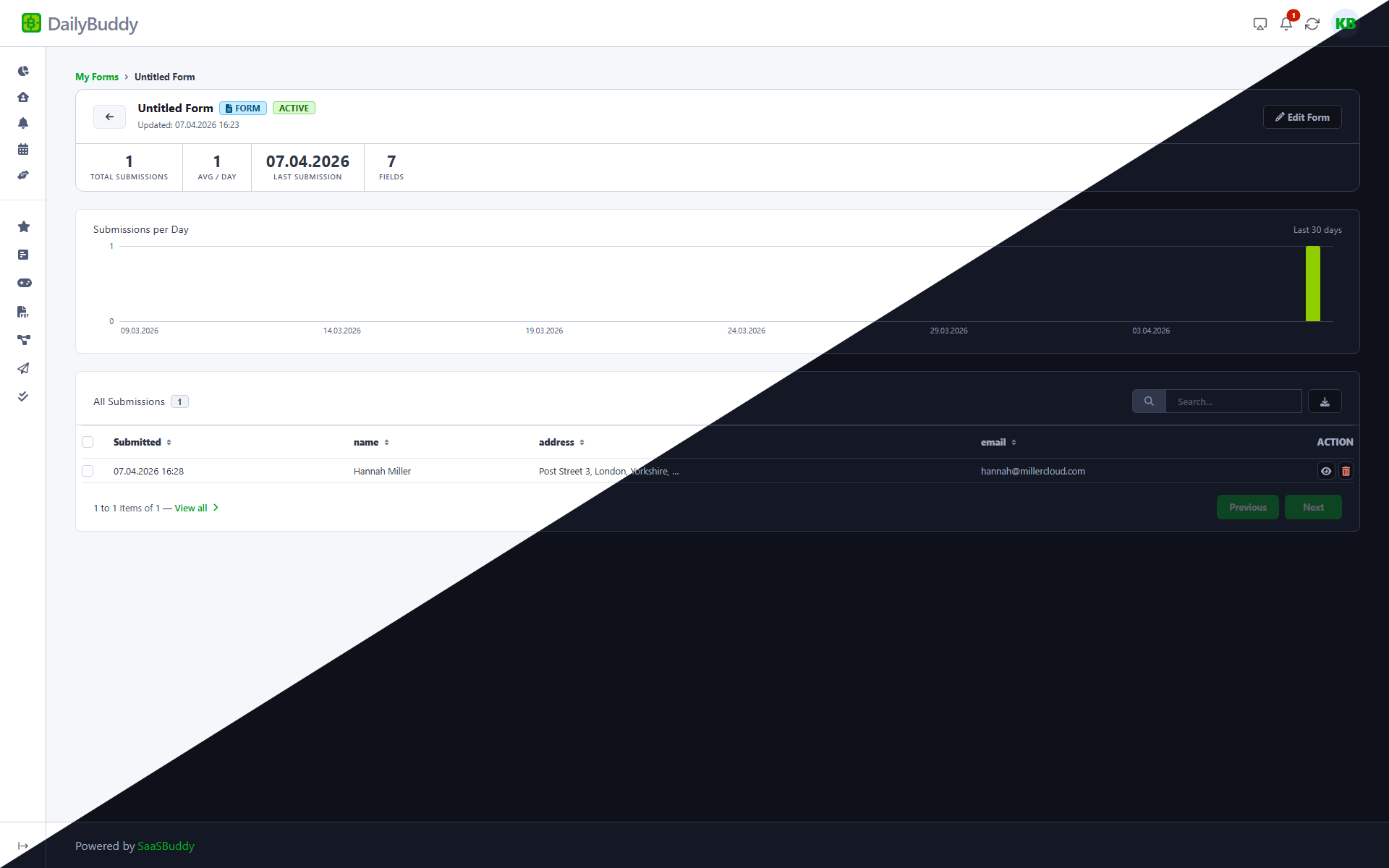 GDPR compliant online form builder by DailyBuddy — drag and drop interface on EU servers
