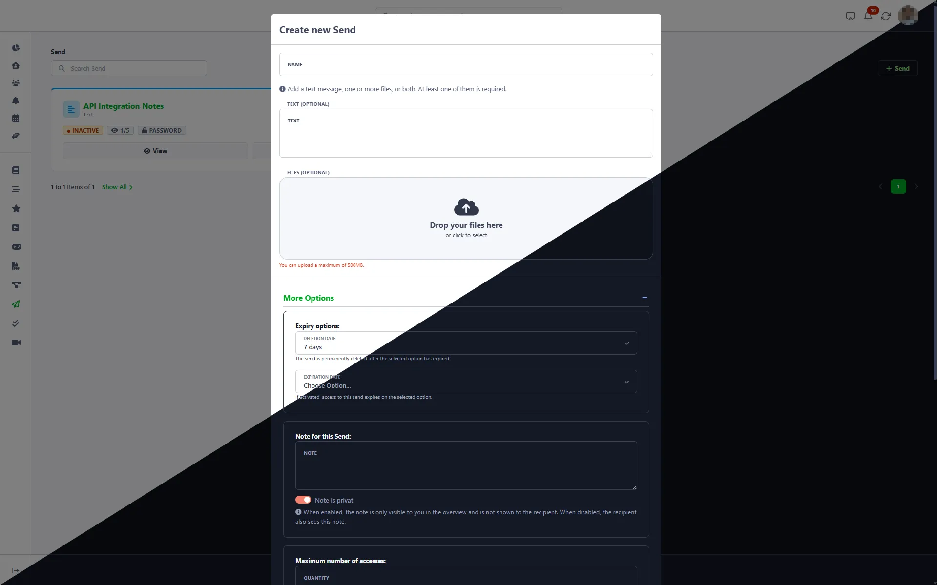 secure file transfer app — Receive and send secure messages with password authentication