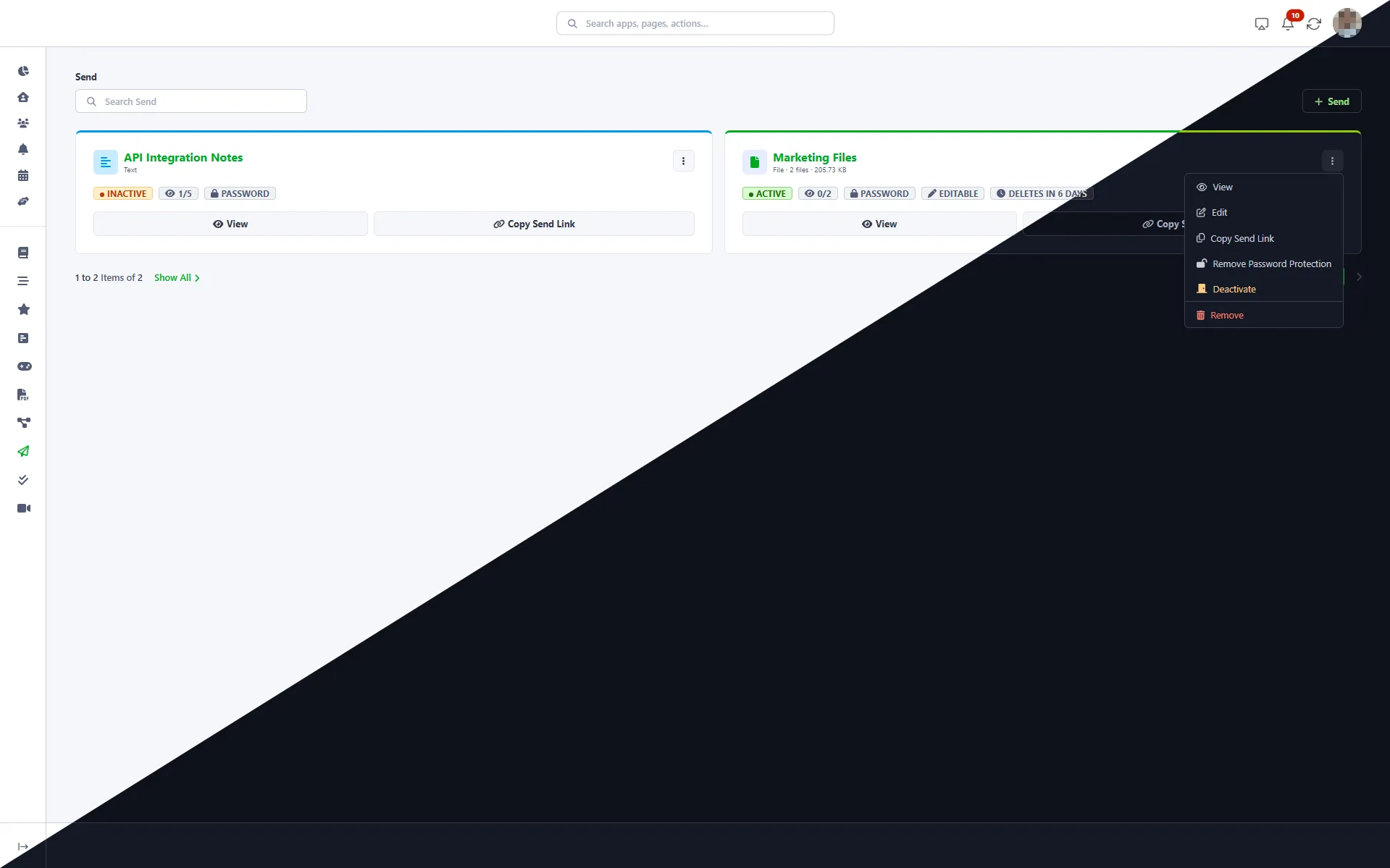 secure file transfer app — Manage and track your sent transfers