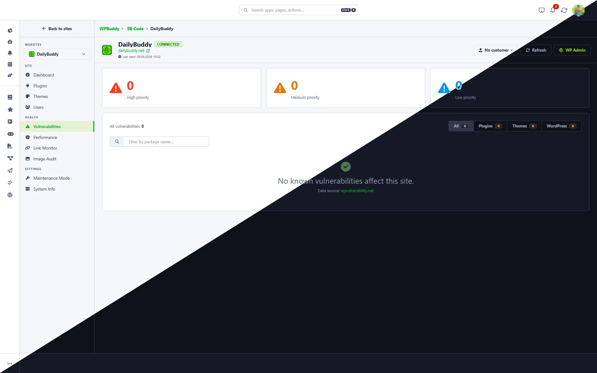 WordPress management tool – scanning plugins and themes for known vulnerabilities